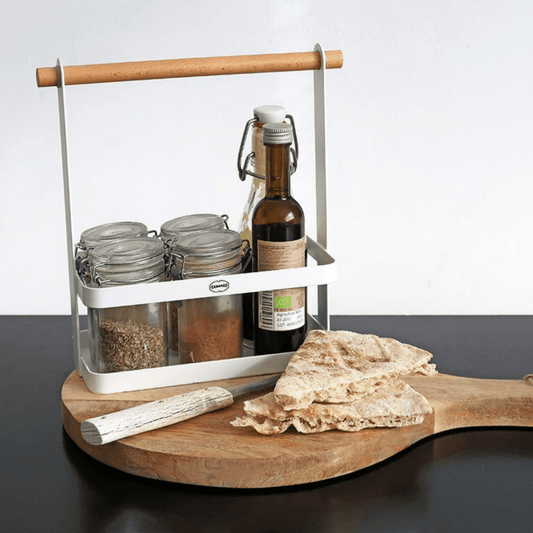 Metallregal – Retro-Küchenregal mit Holzgriff