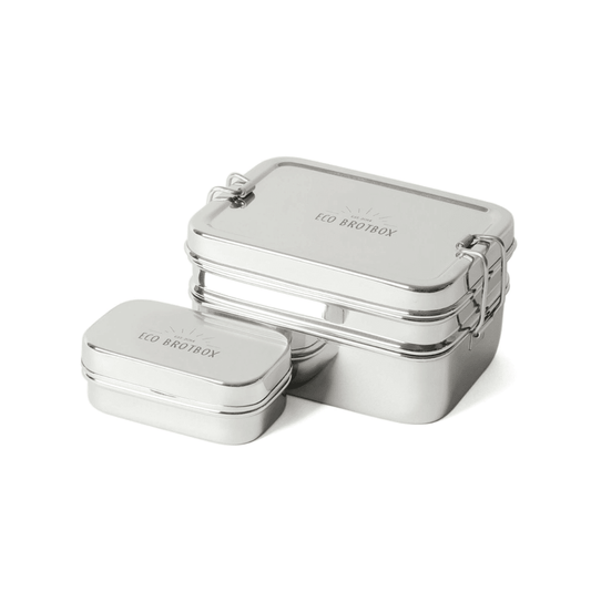 ECO Brotbox Dose aus Metall mit zwei Lagen und Snackbox - Dabba Magic