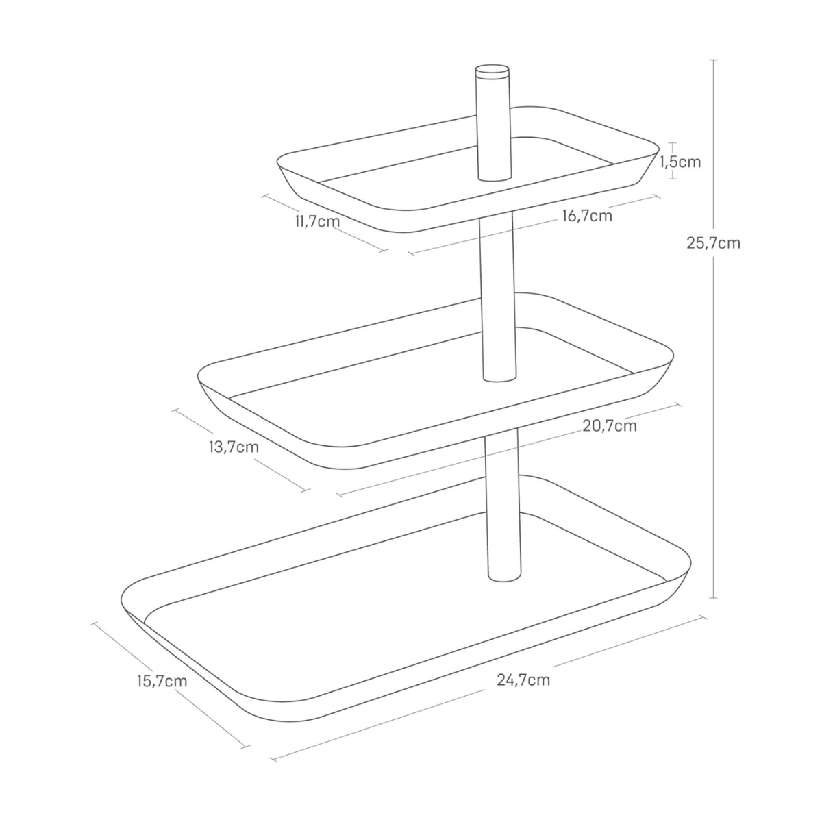 TOWER Etagere mit 3 drehbaren Ablagen – Weiß Etagere