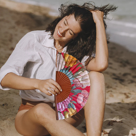 Handfächer mit Blumenmuster - Lucia