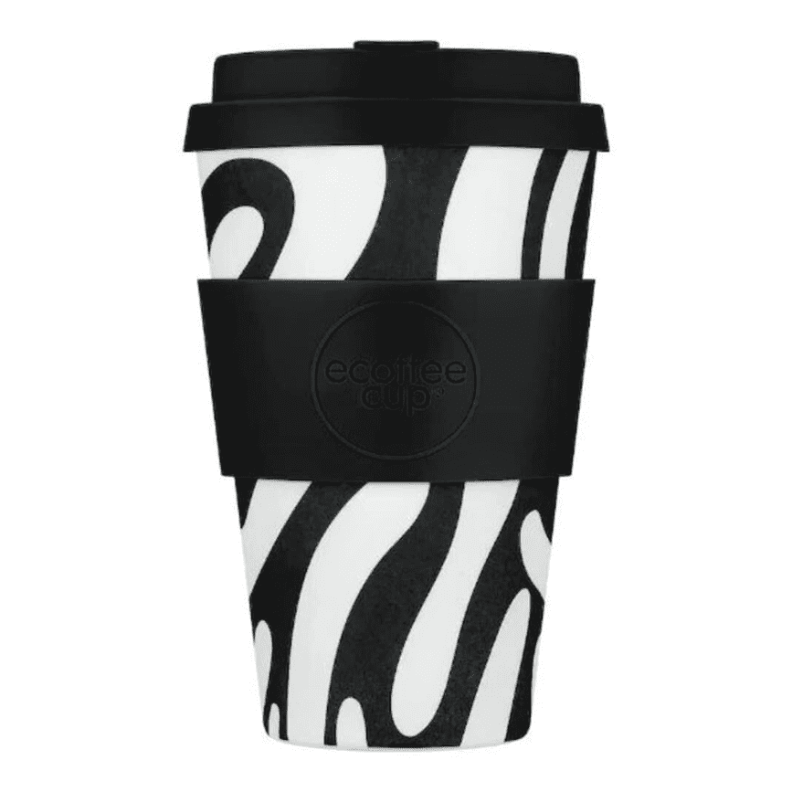 Ecoffee Cup schwarz-weißer Kaffeebecher - Manassa’s Run