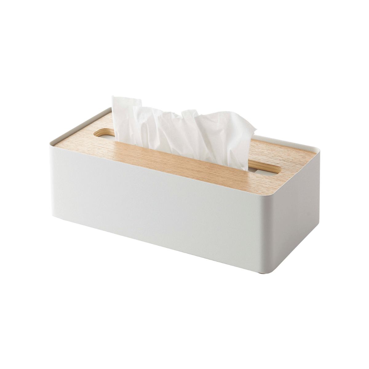 Yamazaki RIN Taschentuchbox Weiß – Elegant mit Holzdeckel – Waya