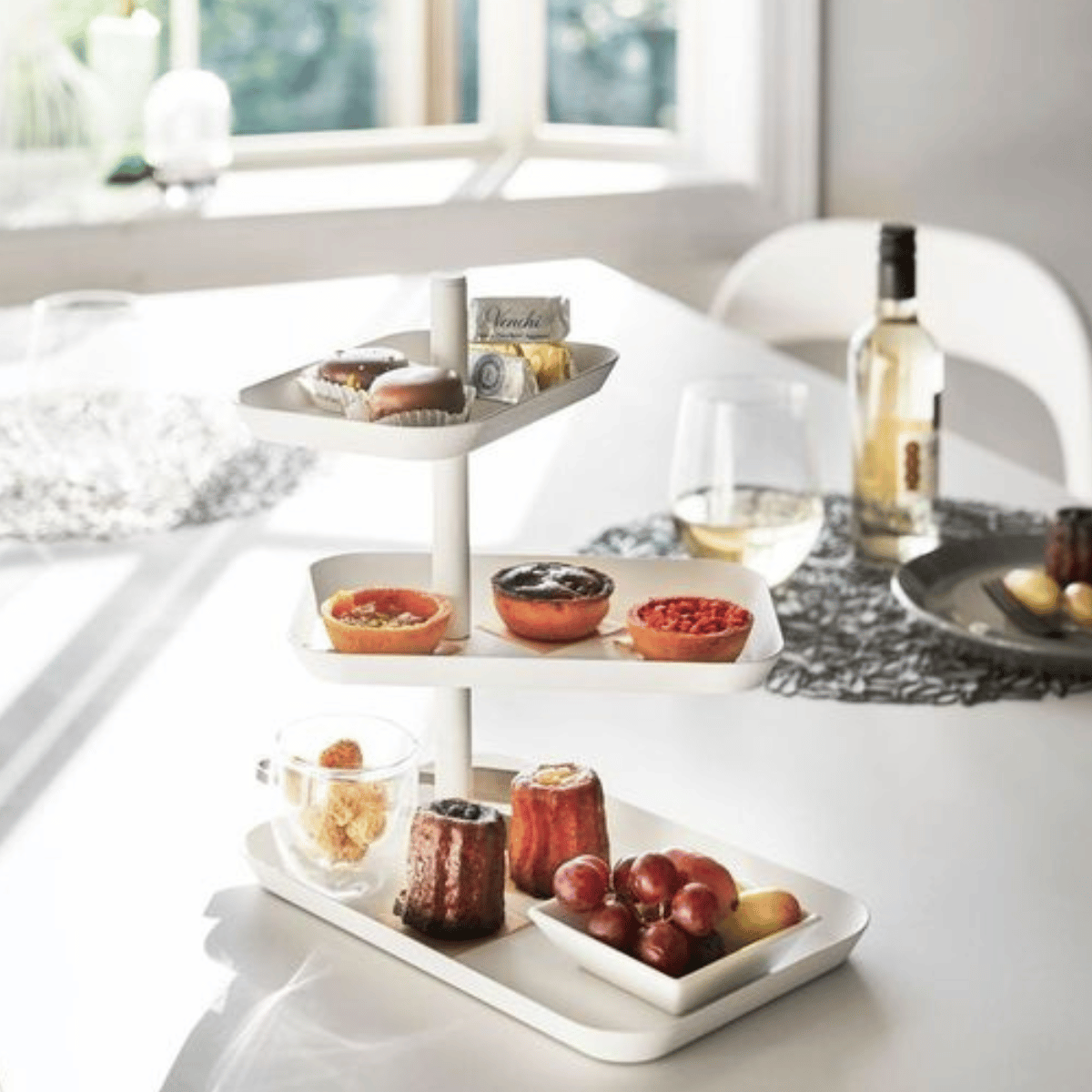 TOWER Etagere mit 3 drehbaren Ablagen – Weiß Etagere