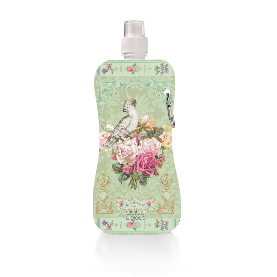 Aqua-licious flache Wasserflasche - Vintage Flora