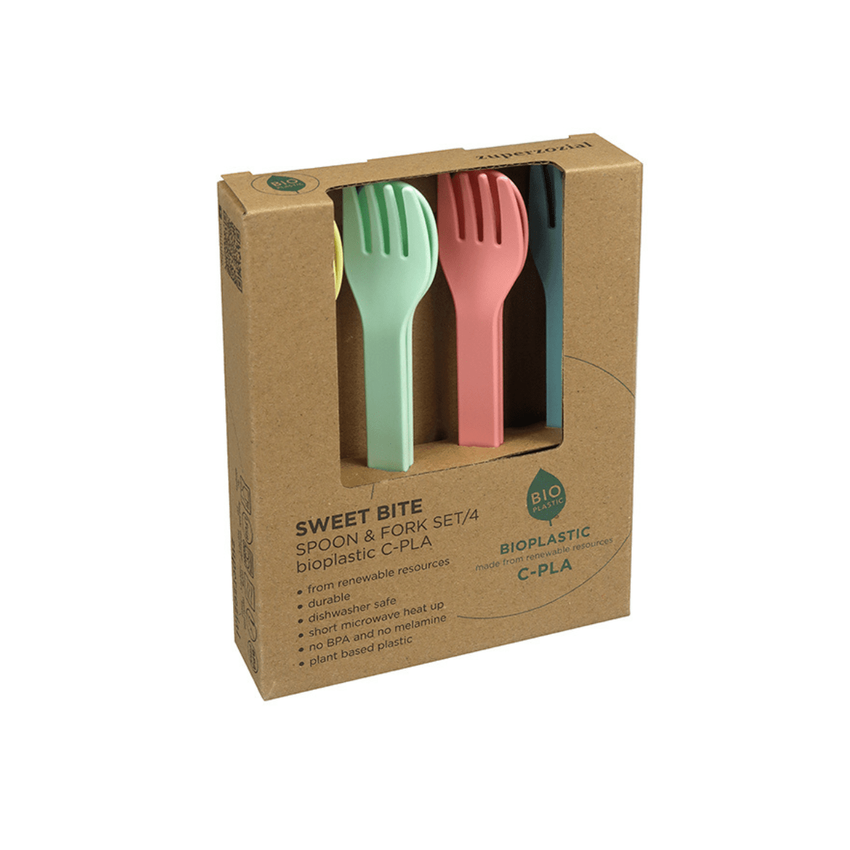 Zuperzozial Bio-Kunststoff Besteck - 4 Paar