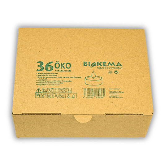 Biokema nachhaltige Teelichter mit Aluminiumhülle - 36 Stück