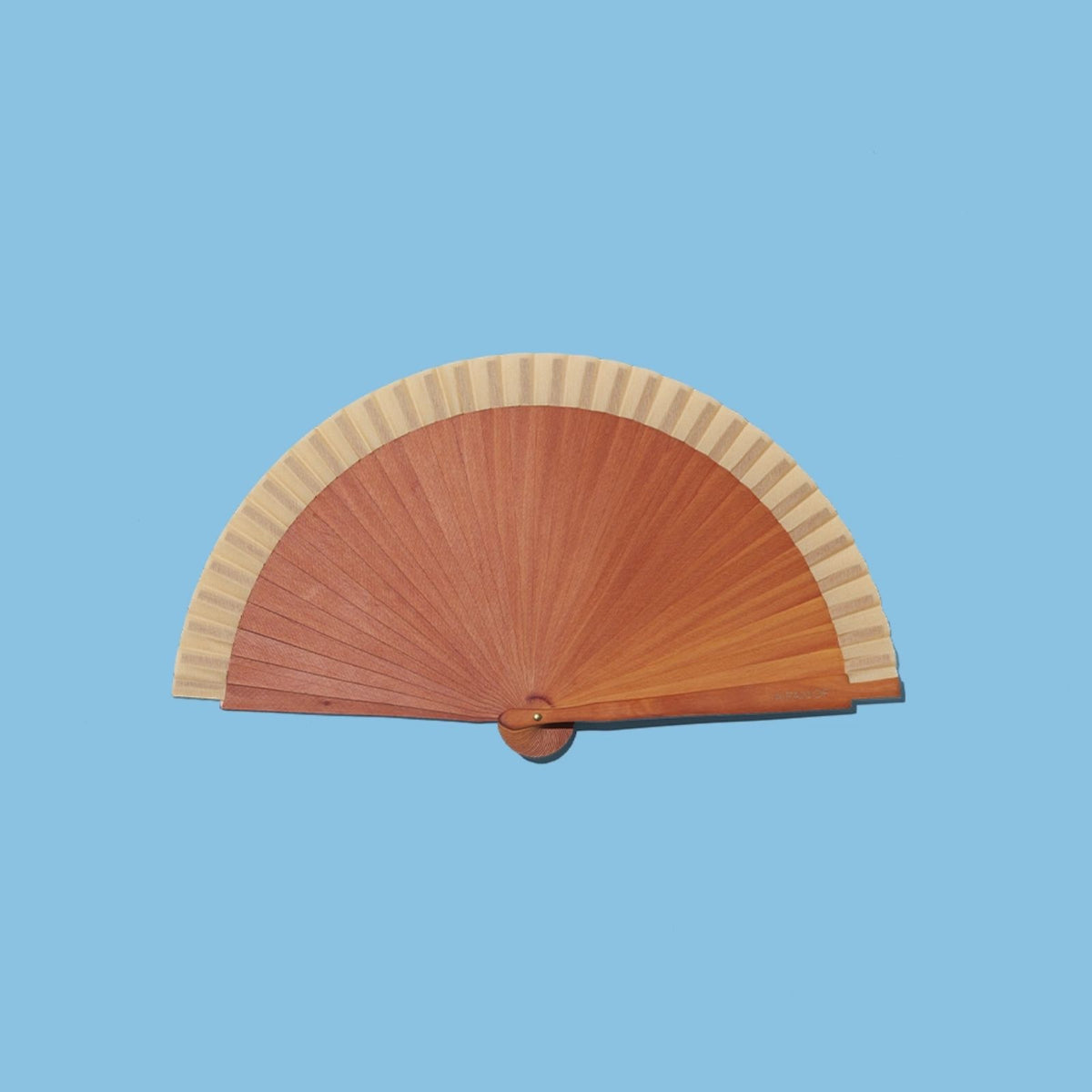 Handfächer aus Holz mit beigem Akzent 21cm - Solid Wood Beige