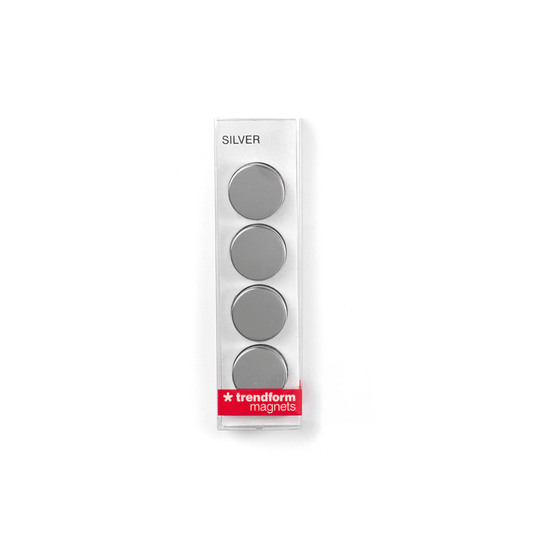 Trendform runde Magnete silber - 4er Set