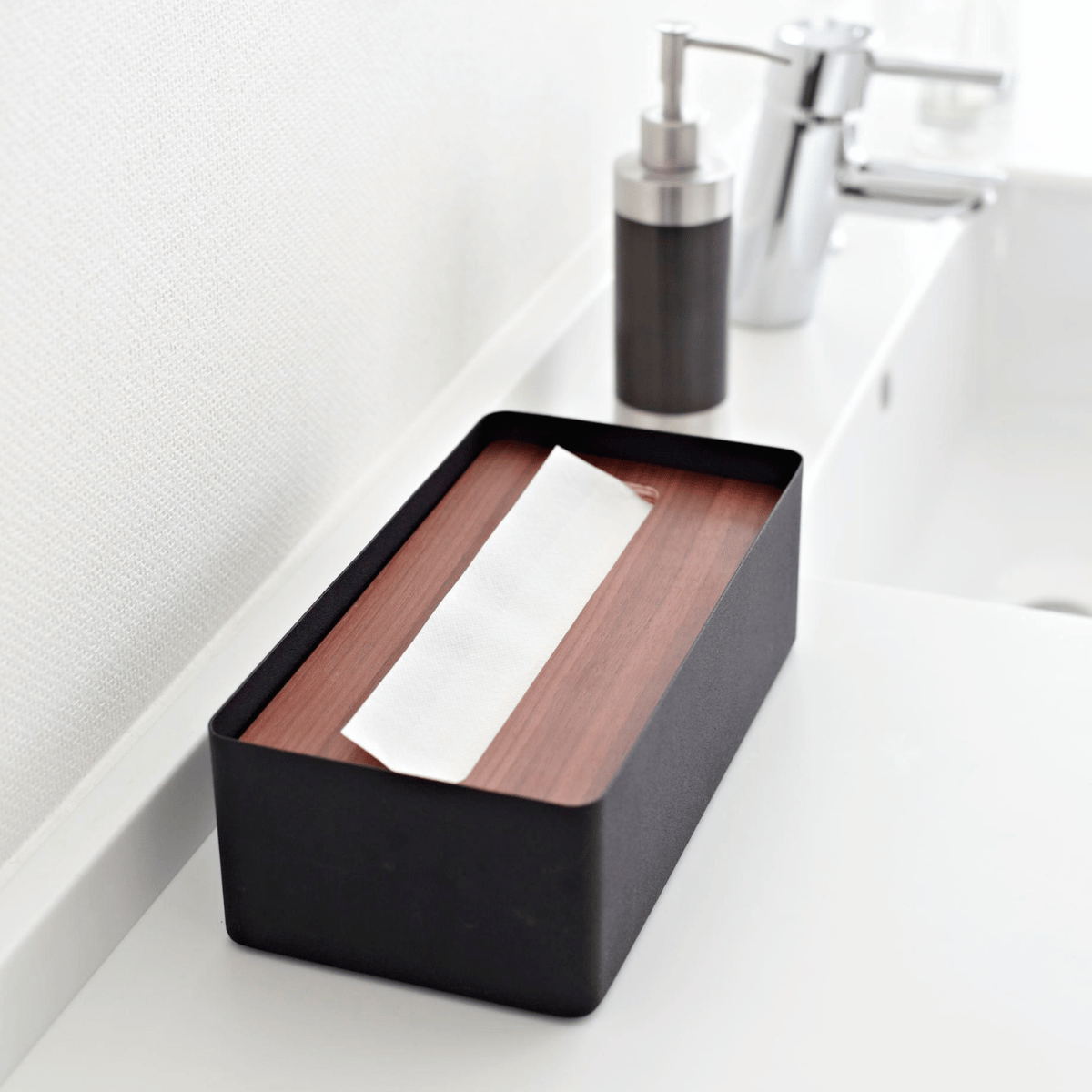 RIN Kosmetiktuchbox aus Metall und Holz - Schwarz Taschentuchbox