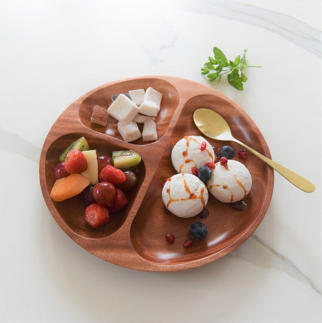 Servierteller aus Khaya Holz - drei Abteile - Khaya | Natural Wood Tableware - Teller | Waya