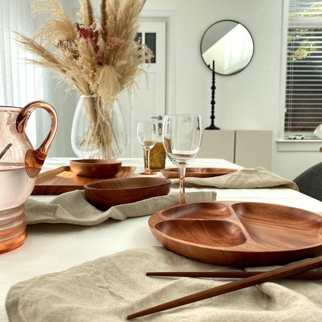 Servierteller aus Khaya Holz - drei Abteile - Khaya | Natural Wood Tableware - Teller | Waya