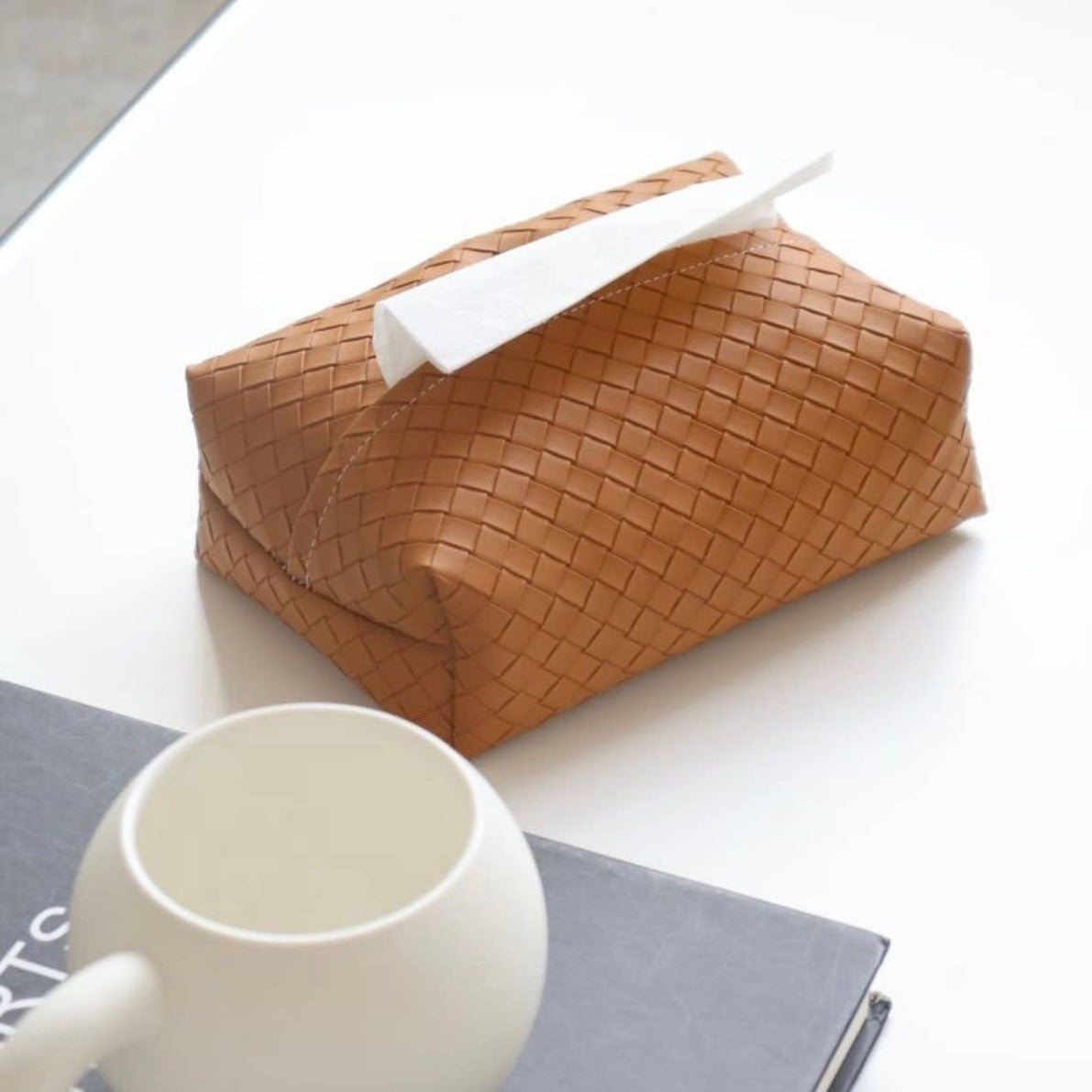 Taschentuchbox aus Kunstleder - caramel - Taschentuchbox - RV Home | Waya