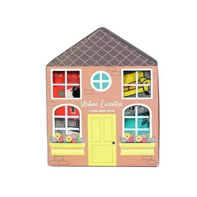Urban Eccentric Geschenkpackung 4 Paar lustige Socken - Home