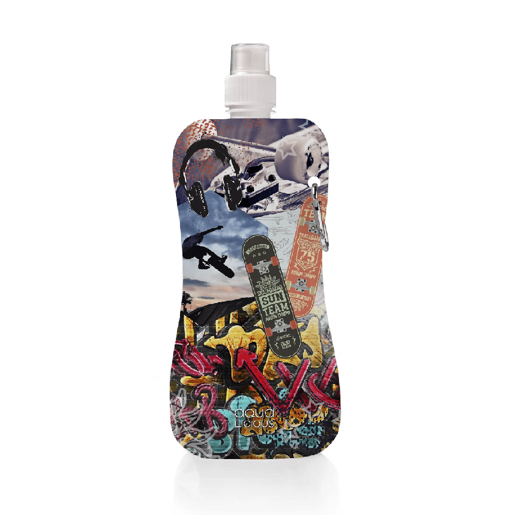 Aqua-licious flache Wasserflasche - Skate