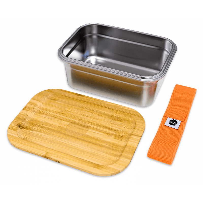 Brotzeit Lunchbox aus Edelstahl mit Bambusdeckel - Woody