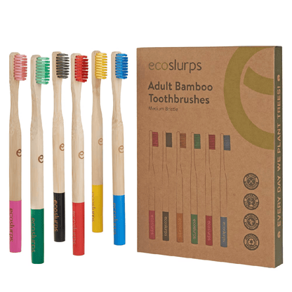 EcoSlurps - Bambus-Zahnbürsten mit mittleren Borsten - 6er-Pack