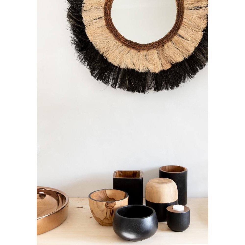 Bazar Bizar Teak Holz Kerzenhalter - schwarz