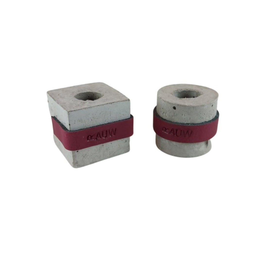 Rauw Beton Design 2er Set kleine Kerzenständer Beton - rund und quadratisch