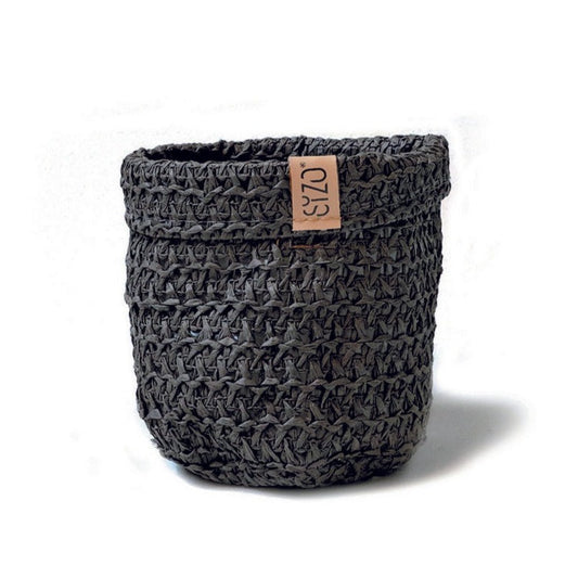 SIZO Übertopf aus gestricktem Papiermaterial - schwarz