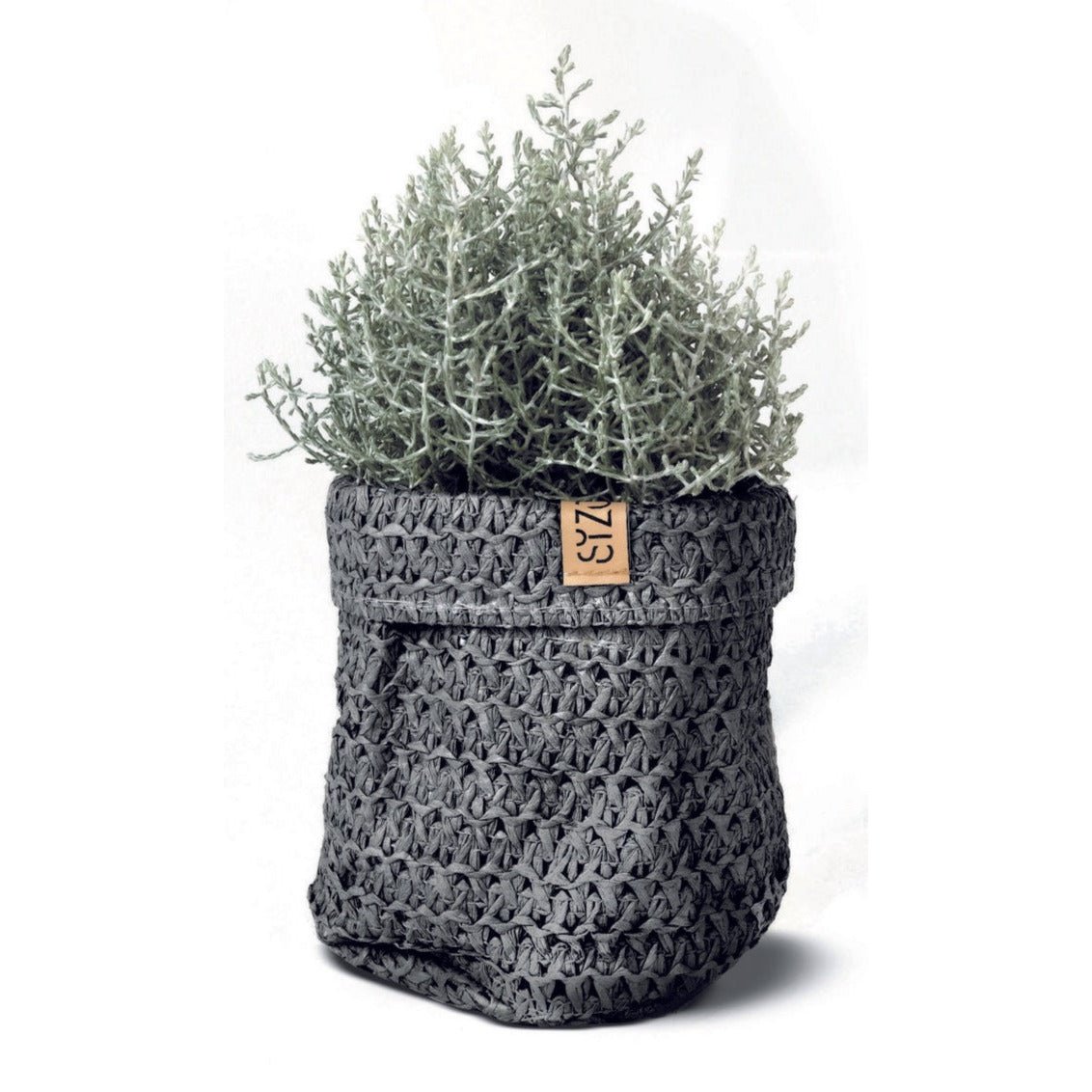 SIZO Übertopf aus gestricktem Papiermaterial - schwarz
