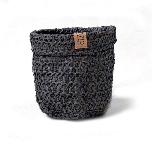 SIZO Übertopf aus gestricktem Papiermaterial - schwarz