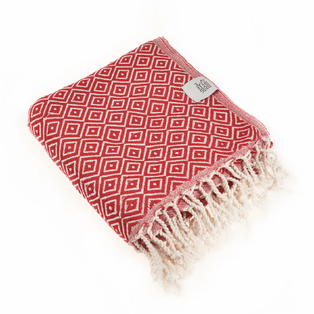 La Hammam Malta Pestemal Tuch aus Baumwolle - rot