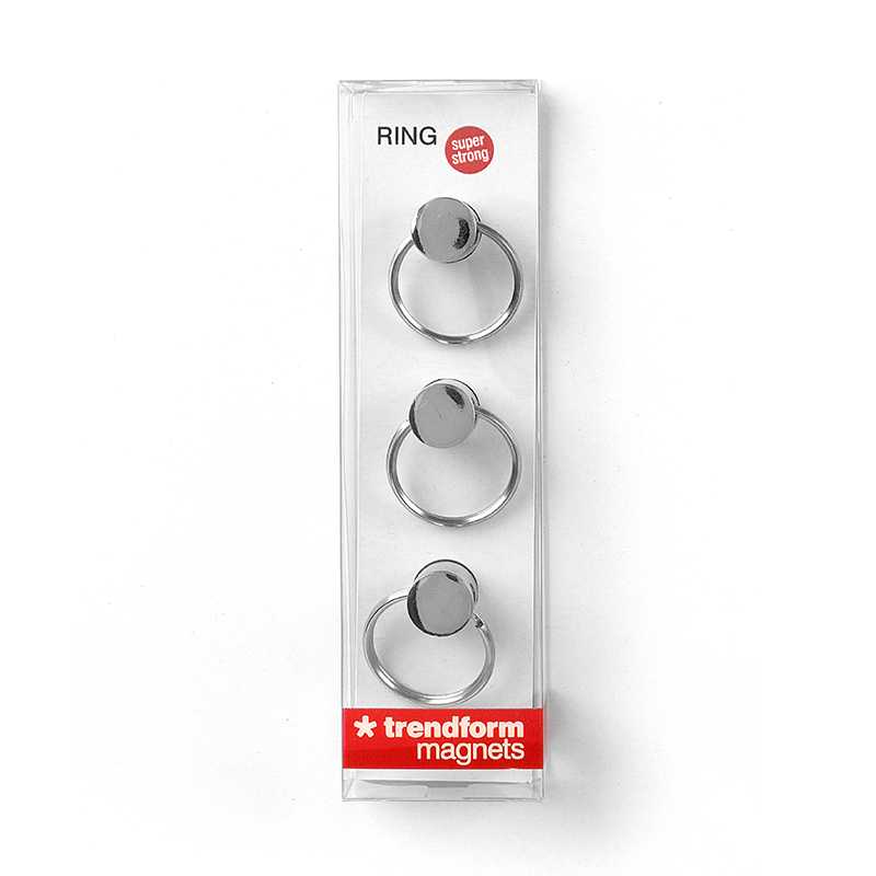 Trendform starke Magnete mit Ring 3er Set - silber
