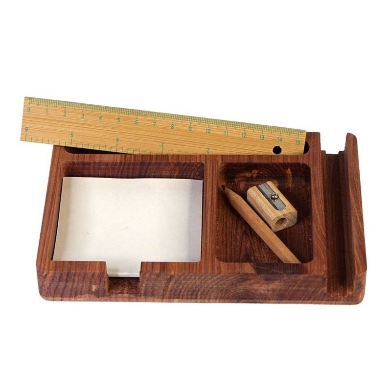 Third Eye Creation Company Schreibtischorganizer aus Zedernholz - Quadrat