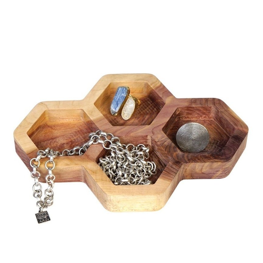 Third Eye Creation Company Tablett aus Zedernholz - Waben
