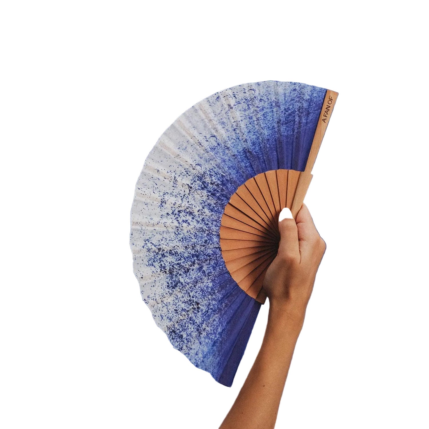 kleiner Fächer Blau Weiß gesprenkelt