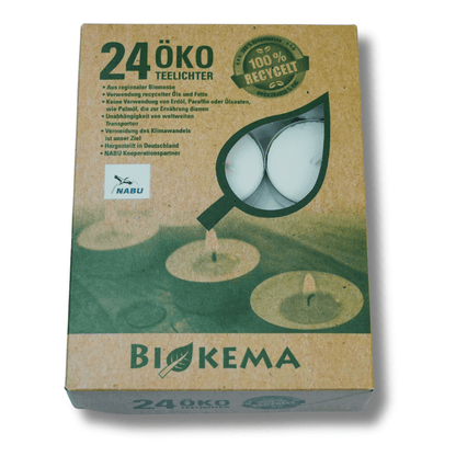 BIOKEMA - nachhaltige Teelichter mit Metalldose - 24 Stück