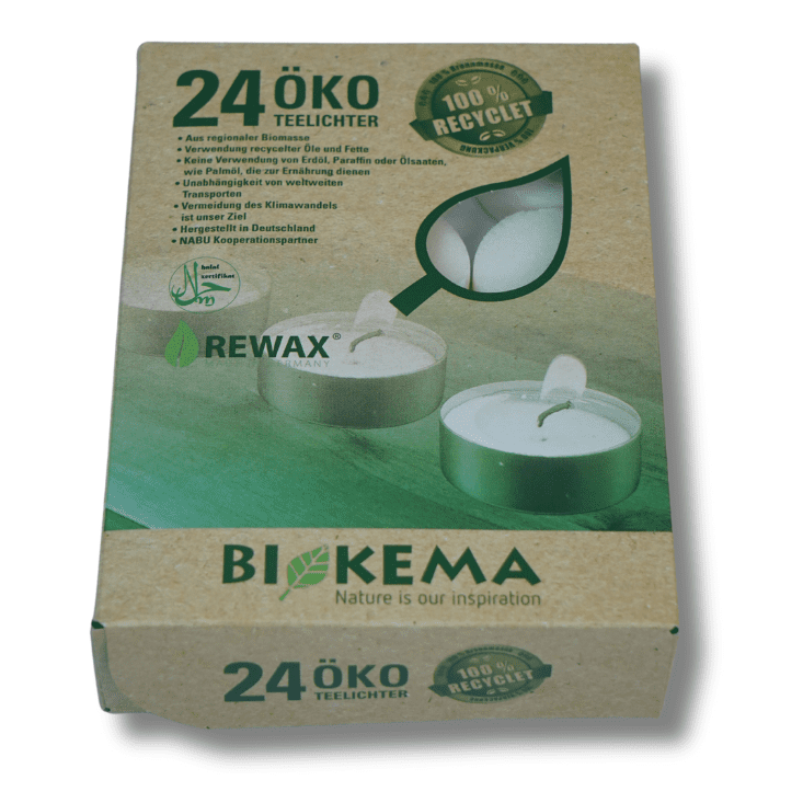 BIOKEMA - nachhaltige Teelichter ohne Metalldose - 24 Stück