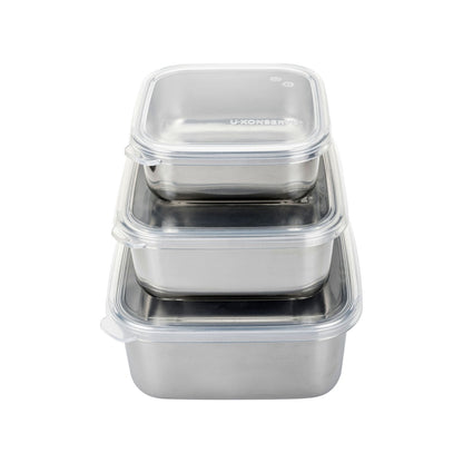 stapelbare Edelstahldosen Square Nesting Trio - 3er Set