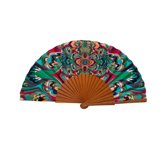 Farbiger Handfächer mit Muster - Arabesque