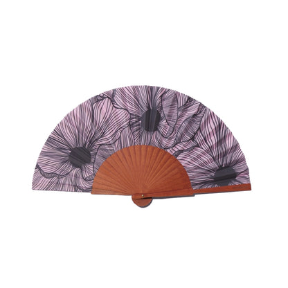 eleganter fächer mit blumenmuster rosa-schwarz