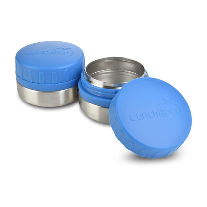 zwei auslaufsichere Edelstahldosen 115ml - Blau