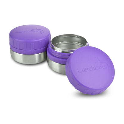 zwei auslaufsichere Edelstahldosen 115ml - Lila