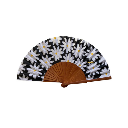 schwarzer Fächer mit Blumen - Marga