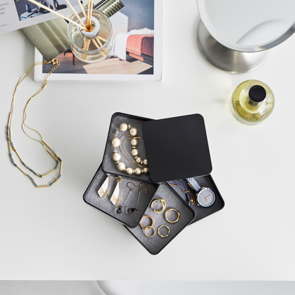 quadratische Schmuckdose - schwarz