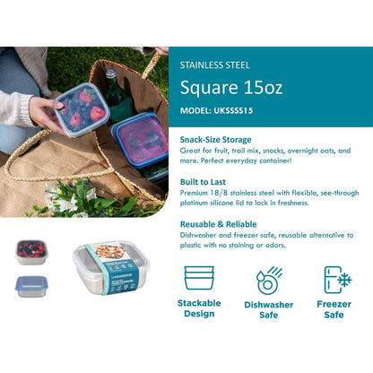 kleine quadratische Edelstahldose Square Small - 450ml