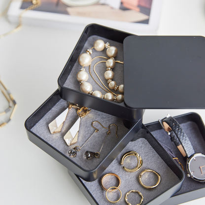 quadratische Schmuckdose - schwarz