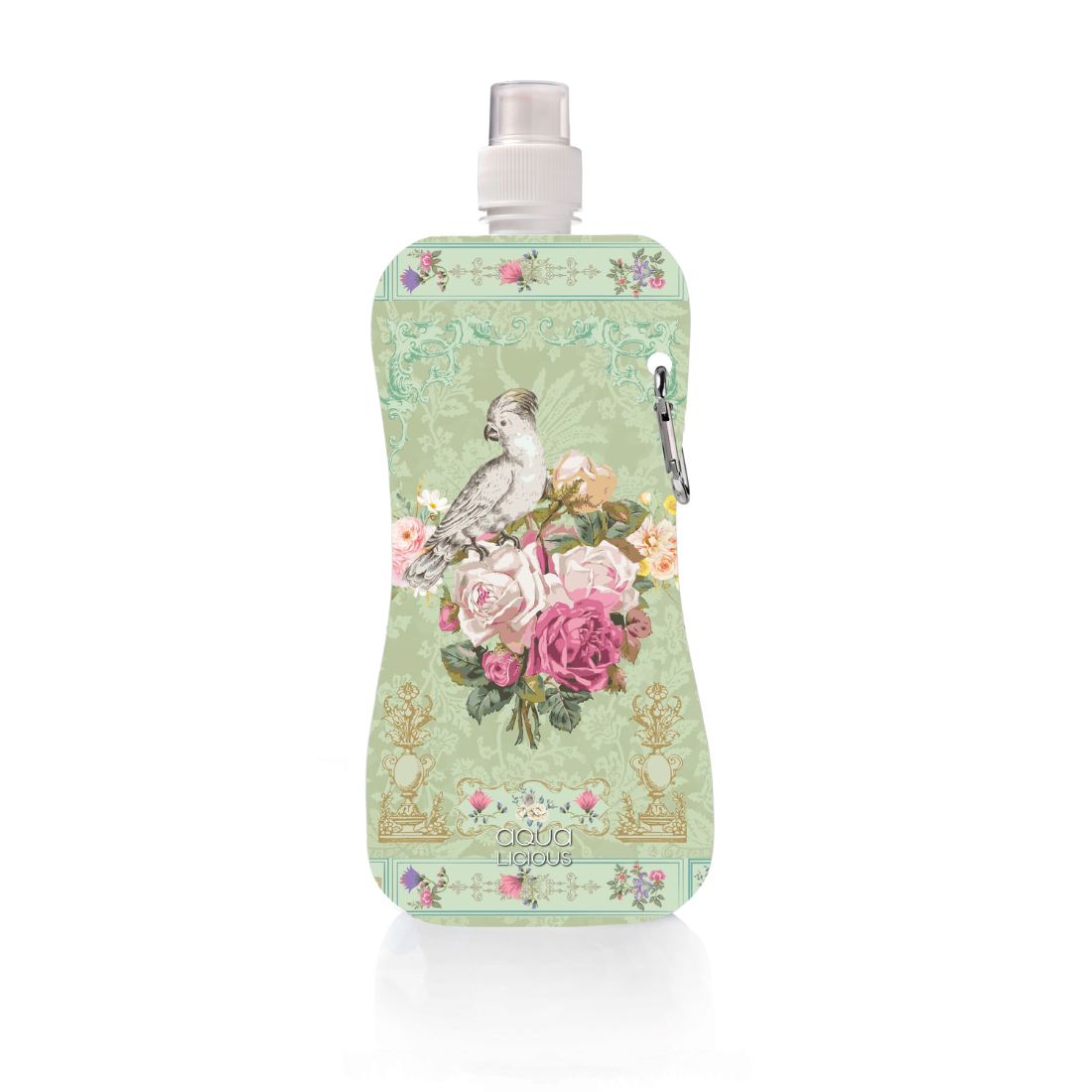 flache Wasserflasche - Vintage Flora