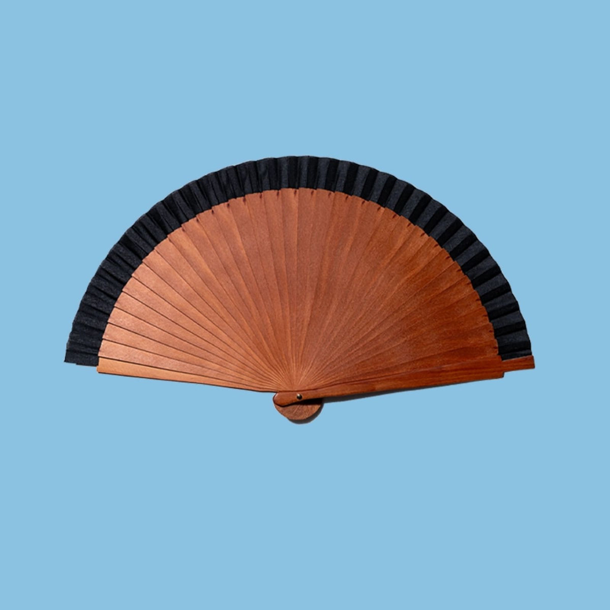 Handfächer aus Holz mit schwarzem Akzent 21cm - Solid Wood Black