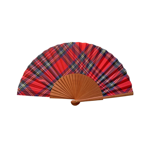 traditioneller Handfächer mit Karomuster – Red Tartan