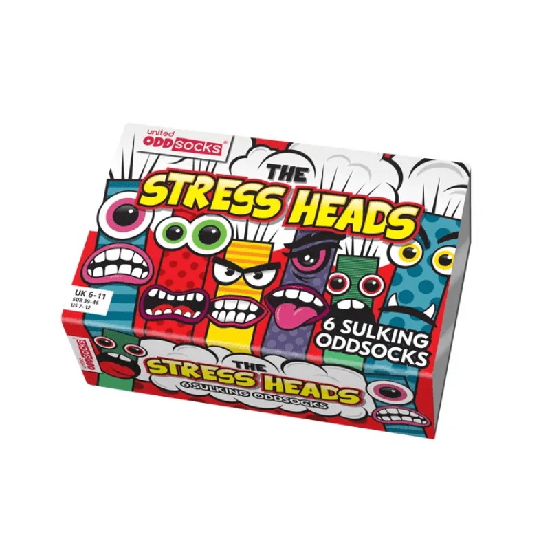 Geschenkbox mit 6 unterschiedlichen Socken - Stress Heads | Waya