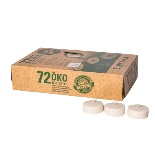 BIOKEMA nachhaltige Teelichter ohne Metallverpackung - 72 Stück Biokema