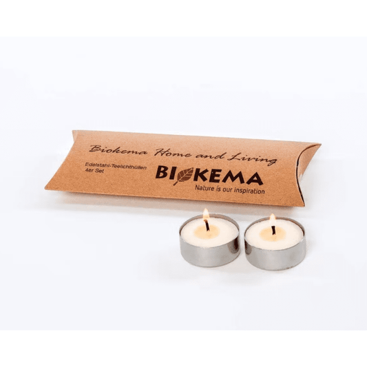 BIOKEMA Teelichthüllen aus rostfreiem Edelstahl - 4 Stück Biokema