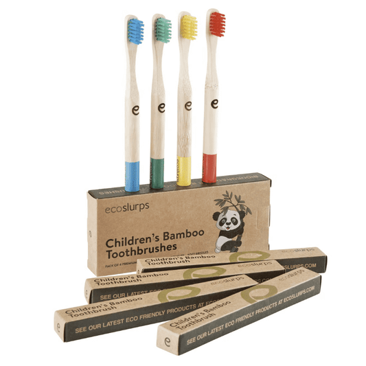 EcoSlurps - bunte Bambus-Zahnbürsten für Kinder - 4er-Pack
