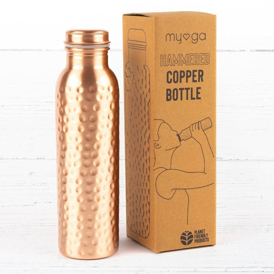 Wasserflasche aus Kupfer 900ml - hammered - Trinkflasche - Myga | Waya