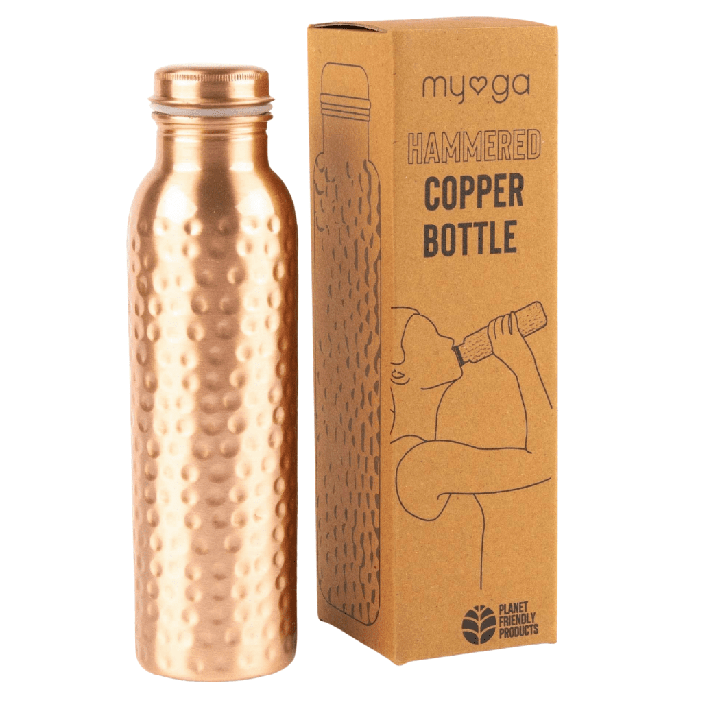 Wasserflasche aus Kupfer 900ml - hammered - Trinkflasche - Myga | Waya